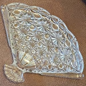 Avon cut glass fan tray 8 inches by 6 inches